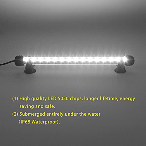 Image of LED Aquarium Light, White Fish Tank Light Underwater Submersible Bright IP68 Waterproof Crystal Glass LEDs Lights Strip Lighting Bar with ON /Off Button, 11 Inch