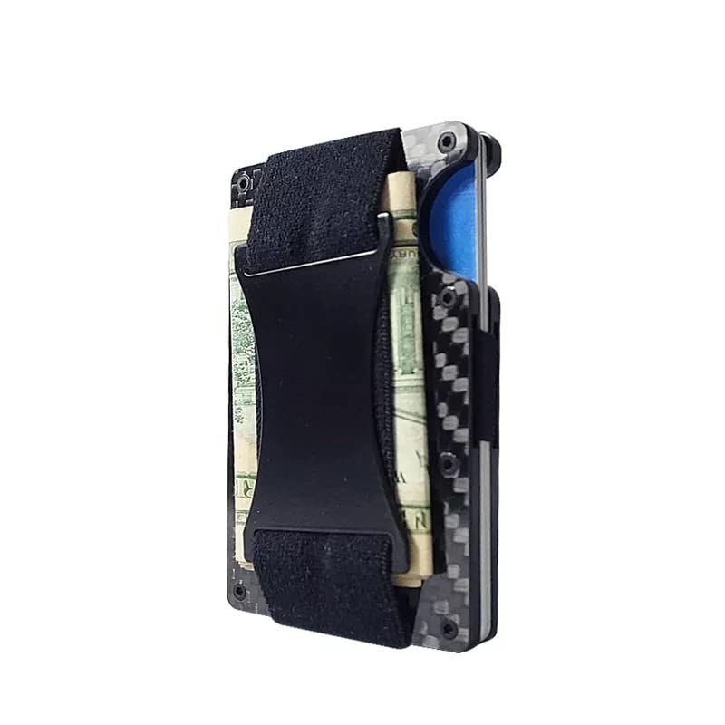 Minimalist Metal Carbon Fiber RFID Blocking Wallet with Cash Strap3