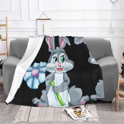 Couverture en flanelle imprimé lapin de Pâques, cadeau idéal et doux