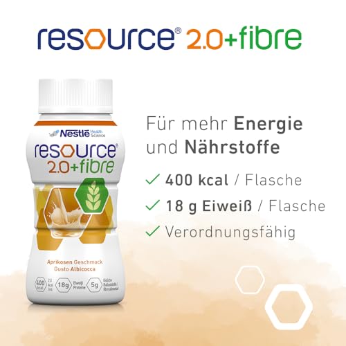 resource® 2.0+fibre ist eine hochkalorische Trinknahrung mit hochwertigem Milcheiweiß und löslichen Ballaststoffen | Glutenfrei & Lactosearm | Probe-Set, 6 Sorten mit je 200 ml
