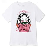 OUHZNUX Demon Slayer Herren T-Shirt Kamado Nezuko Print T-Shirt Lockeres Mädchen-Nettes Sommer-T-Shirt Xxs-3Xl
