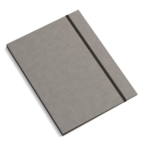 BIGSO PAULINA A4 Mappe – Aufbewahrungsbox mit Gummiband – Schreibtischablage für Dokumente, Akten & Unterlagen – Aktenmappe aus 100% recycelter Faserplatte und Papier – grau