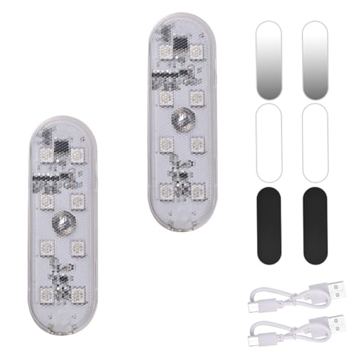 URAQT Auto Innen Beleuchtung, 2 Stück 150MA LED KFZ Innenraumbeleuchtung USB Wiederaufladbare Mobilen Touch Schalterlicht für Auto Wohnmobil Bus Caravan Boat Küche Bad 8LED-Weißes Licht