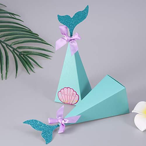 20 peças de caixa de doces de sereia, artigos de decoração de festa de aniversário, presente de pape
