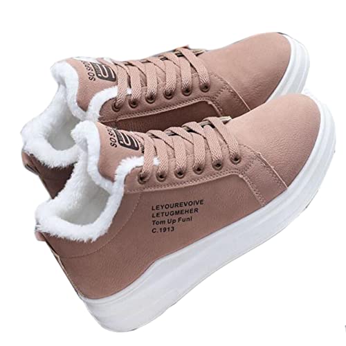 Damen Winter Sneakers Verdicken Rutschfeste Lässige Schnürschuhe Warme Schuhe Damen Bequemes Gehen Plüsch Gefütterte Plattform Schneestiefel Cover