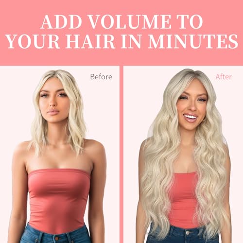 Image of KooKaStyle Wavy Thick Clip in Hair Extensions 24 inch Platinum Blonde