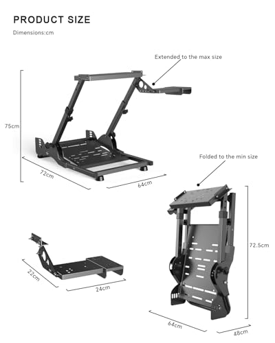 Image of PXN Steering Wheel Stand - A10 Foldable&Adjustable Racing Wheel Stand | 23 lb Heavy-Duty Frame, Sim Racing Cockpit, Universal Fit for V10 /V99 /VD4 /VD6, G29 /G920 /G923, R3 /R5, T248, DD Pro &More