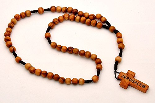 Oración cristiana rebordea el rosario católico collar Cruz cadena madera rojo de Tierra Santa de los hombres