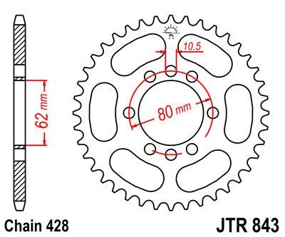 JT posteriore JTR843 50 denti Fits Yamaha DT200 R