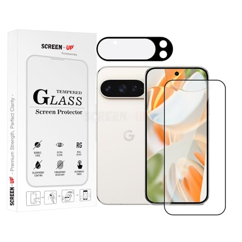 Image of ScreenUp Tempered Glass For Google Pixel 9 Pro - Ultra Clear, 9H Scratch Resistant, Full Coverage, Easy Install Screen Protector