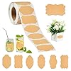 BUYGOO 500Pcs Kraft Labels Stickers voor Potten en Flessen Gepersonaliseerd Label Kleine ZelfAdhensive Blank Labels Roll voor Afdrukken, Spice Jar, Jam Jars Thuis Bakken Gift
