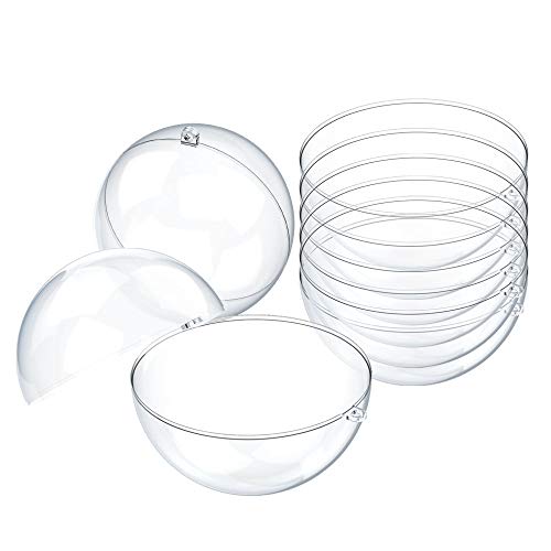 Onepine 30 Pezzi Palle Natale Plastica Trasparente 15 Set Palle Trasparenti Plastica Apribili per la Decorazione Natalizia, Palline Riempite Fai da Te, Stampo di Plastica per Bombe da Bagno