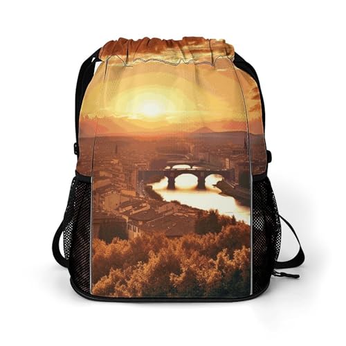 Sac à dos léger Sunset View grand volume 45.5x41.5x36cm avec cordons