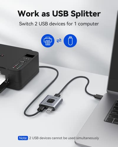 Usb Switch 3.0 Kvm Switch,Bi-Directional Usb Switch Selector 2 In 1 Out/1 In 2 Out, Viagkiki Usb Switcher 2 Computers Share 1 Usb Devices For Pcs Mouse Keyboard Printer Scanner (With 2 Usb 3.0 Cables) #TOP1