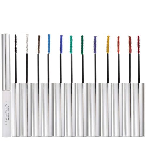 Allbestaye Bunt Wimperntusche Wasserfest Feiner Pinsel Grün Schwarz Weiß Wimpern Long-lasting (12 color set)