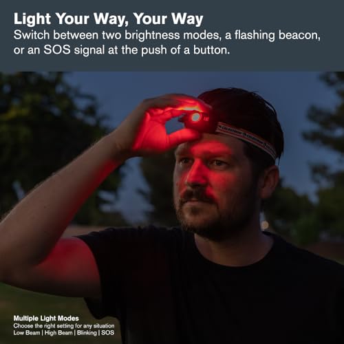 Celestron Night Vision Red LED Headlamp for Astronomy and Camping | Preserves Night Vision, Hands-Free Lighting, Up to 100-Hour Battery Life, 45° Adjustable Beam, Multiple Light Modes - image 4