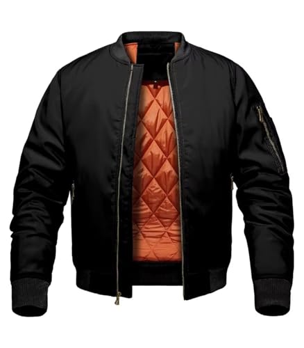 INVACHI Men's Bomber Jacket Lightweight Casual Windbreaker Spring Fall Zip Up Coat with Pocket