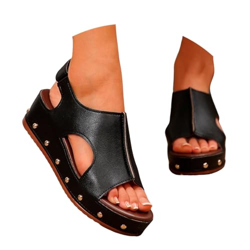 Sandales à talons pour femme et nu-pieds d'été confortables à talon bloc pour pieds larges