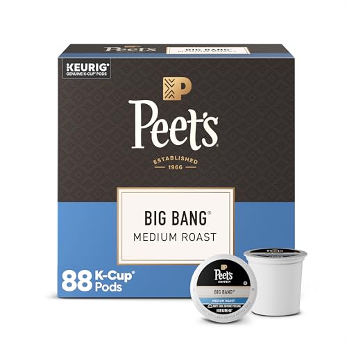 Peet's Coffee, Medium Roast Keurig K-Cup Pods, 100% Arabica Coffee - Big Bang 88 Count (4 Boxes of 22 Pods)