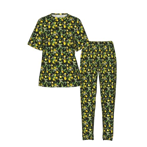 Pyjama léger femme short et manches courtes imprimé floral jaune