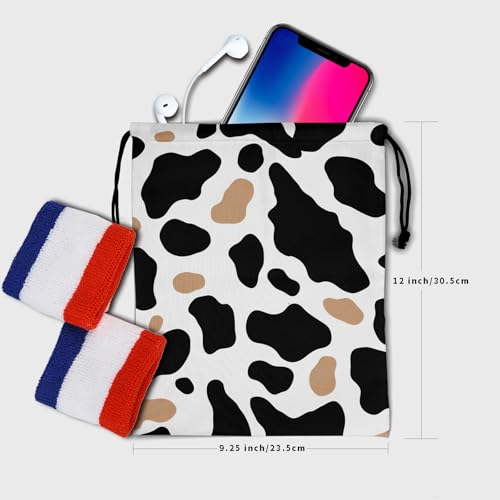 Image of Nerxy Cow Print Gymnastics Grip Bag - Cowhide Grips Bags Animal Drawstring Gym Bag for Gymnasts Cow Gym Pouch Bags Adjustable