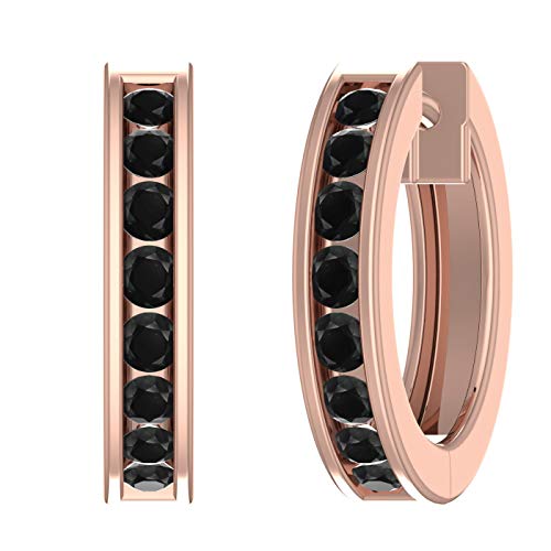 1/2 Carat Channel Set Black Diamond Hoop Earrings in 10K Gold