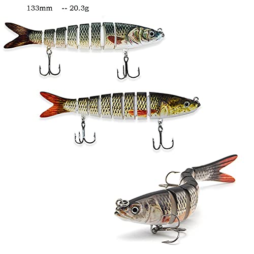 Foto von Wobbler Set Jerkbait Angelköder Kunstköder Fisch Angeln Forellen köder Swimbait Angelset für Hecht Barsch Zander mit 2 Drillingshaken und Fischköder Box(13.3CM)