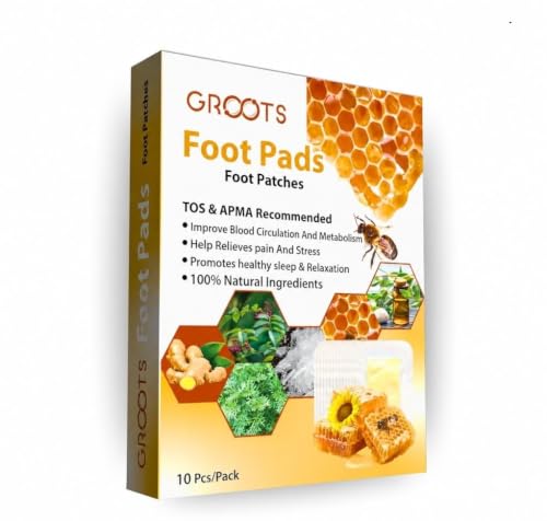 Image of GROOTS Bee Venom foot patch Detox Foot patches Pain Relief Detox patch Cleansing Toxin Remover Foot Pads Detoxify Stress Relief Sleep Patch for Detoxification For Men And Women (1 BOXES = 10 Patches) (5 Box)
