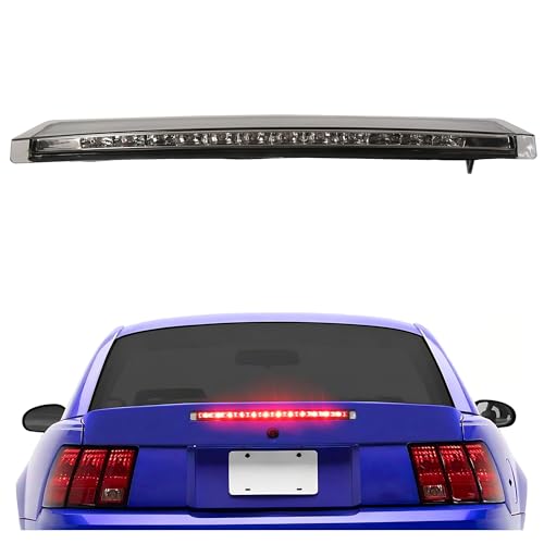 HECASA LED Third Brake Light Compatible with 1999-2004 Ford Mustang Roof Center High Mount 3rd Brake Lamp Tail Lamp Plastic Smoke Lens
