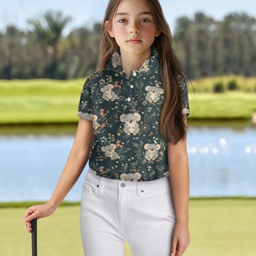 DISNIMO Kids Tennis Shirts Little Girls' Short Sleeve Collared Shirt Golf Polo4