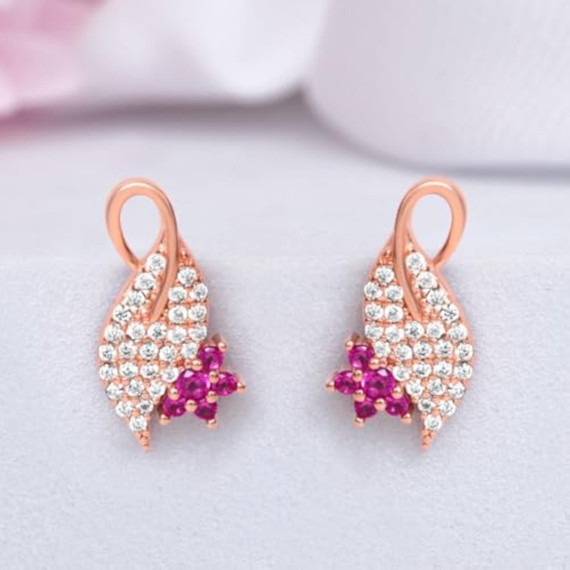 Women's 925 Sterling Silver Peacock Rose Gold Plated Earrings
