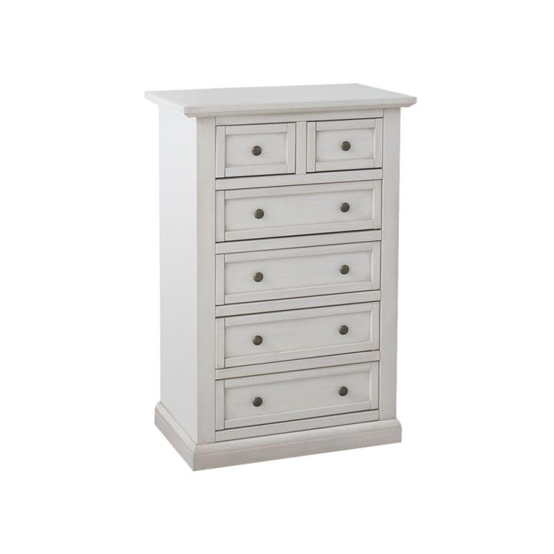 CASSETTIERA CINQUINO 4+2 CASSETTI IN LEGNO SHABBY CHIC BIANCO ANTICATO CASSETTI TELAIO, Art 201393