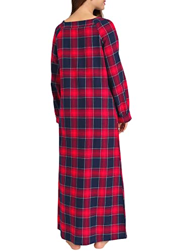 Latuza Women's Long Sleeves Cotton Flannel Nightgown S Red #TOP1