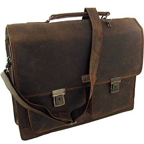 Pedro Wasserbüffelleder Aktentasche Schultertasche Lehrertasche Natural Leder aus Direktvertrieb des Herstellers
