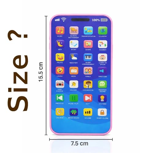 Image of Kids Phone - Rechargeable Toy for Kids with 24 Learning Modes, Talking Dummy Mobile for Boys & Girls Age 2-12, Educational Phone Math, Words, Animals & More, Birthday Gift, Hindi & English Version