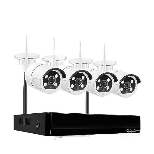 DOFFO H.265 8CH 3 Millones Sistema de cámara inalámbrica Grabación de Audio Conjunto de monitoreo de Seguridad de Video CCTV Inteligente (Size : None, Color : White 8CH 4 Camera A)