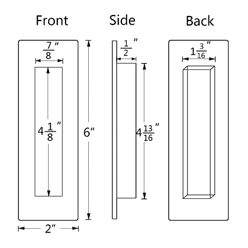 Sehrgut Flush Pull Handle (2 Pack) 6" Rectangular Plated Oil Rubbed Bronze, Free Of Sharp Edge, For Sliding Pocket Barn Door Or Cabinet #TOP4