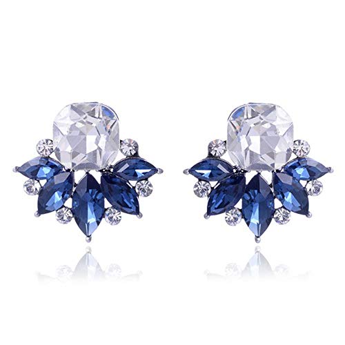 32 sortes de boucles d'oreilles géométriques en forme de pierre bleue - Boucles d'oreilles pendantes en métal doré et argenté - Bijoux tendance pour femme - Bleu roi Cover