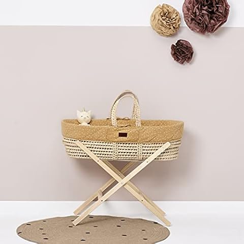 The Little Green Sheep Adjustable, Honey Rice Print, Moses Basket Cover