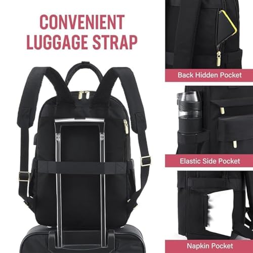 Image of MOCA Women's Minimal Laptop Backpack | Stylish Office & Travel Bag with USB Charging Port | Lightweight, Multi-Pocket, Fits 15.6 inch Laptop