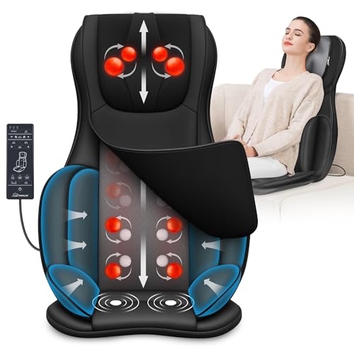 Snailax Shiatsu Back Massager with Heat 3D Kneading Massage Chair Pad Neck Back Massager for Back Pain Relief Deep Tissue for Men Women