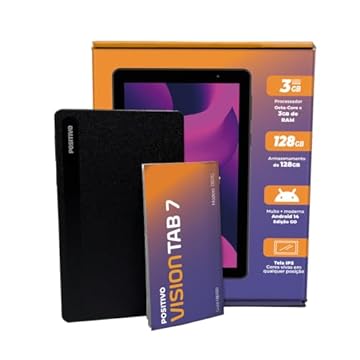 Tablet Positivo Vision TAB 7 3GB RAM 128GB Octa-Core Android 14 Go Wi-Fi - Tela 7” IPS – 3100mAh – Preto