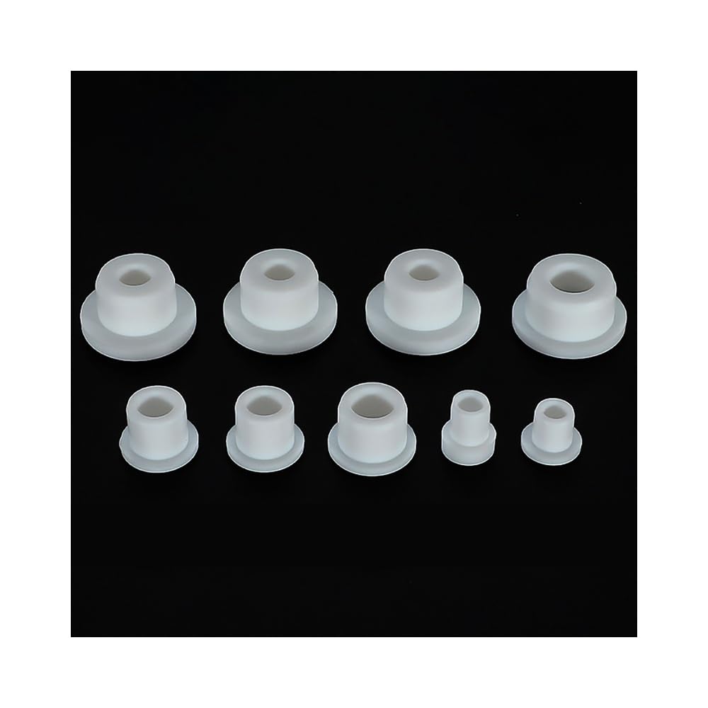 5Pcs T-Type Silicone Rubber Hole Plugs, 6.8-66.3mm Hollow Dustproof End Cap Black White Pipe Blanking Stopper Inserts(White,11mm)