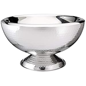 Elegance Hammered 3-Gallon Stainless Steel Doublewall Punch Bowl