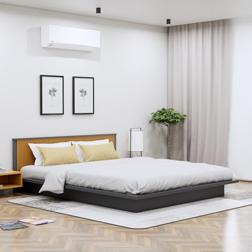 Image of Bniture Modern Low Height King Size Bed Without Storage | Engineered Wood Platform Bed Headboard | Bed King Size Wooden Cot Double Bed for Bedroom 3 Year Warranty (Slate Grey & Giant Wood)