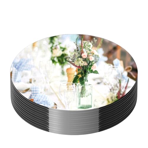 Image of 12PCS Round Mirror Centerpieces for Tables Decorations, 10 inch Acrylic Mirror Trays Plates for Centerpieces, Circle Mirror for Candle Plates Mirrors for Table Centerpieces Wedding Decorations