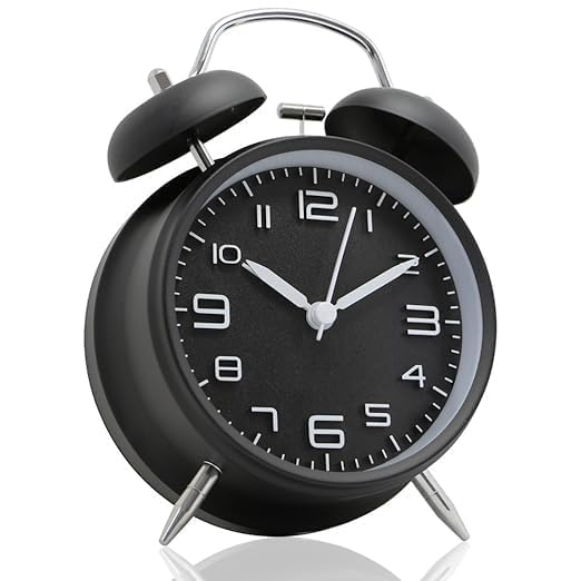Image of Blairmore Alarm Clock, Silent Non Ticking Small Clock, Battery Operated, Simple Design, Old Fashioned Style Ideal Decor, for Bedroom, Bedside, Desk, Adult, Kid, Gift (Tween Black)