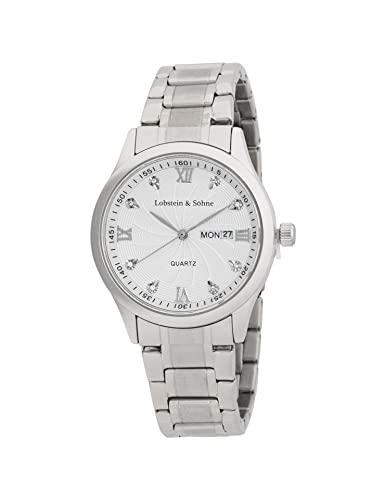 Lobstein & SöHne® Orologio Da Polso Analogico 12 Ore, Impermeabile Fino A 3 Atm, Chiusura Regolabile, Batteria E Imballaggio, Per Moda E Tempo Libero, Leopold - Argento/Bianco, Classico-image