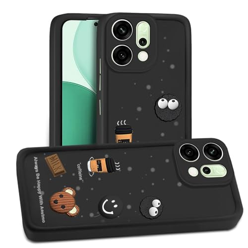 Image of AESTMO Back Case Cover for Oppo Reno 14 5G Cover | Cute Fun Cartoon 3D Ball | Coffee Silicone Case | Full Body Protection | Camera Protection Back Oppo Reno 14 5G (Black)