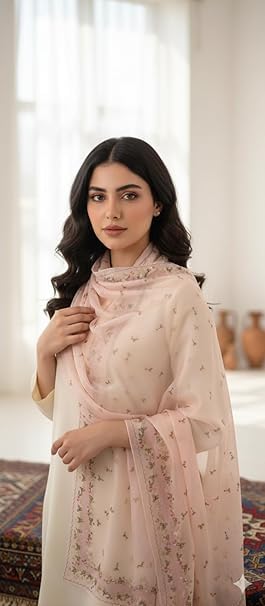 Image of Floral Printed Silk stole | silk Scarf for Women | stylish silk stole for women | Soft Lightweight Stole, Shawl & Neck Wrap | Scarf for Wedding, Party, Travel & Casual Wear